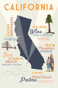 Lantern Press Image of the Day: California – Typography & Icons 1 California – Typography & Icons